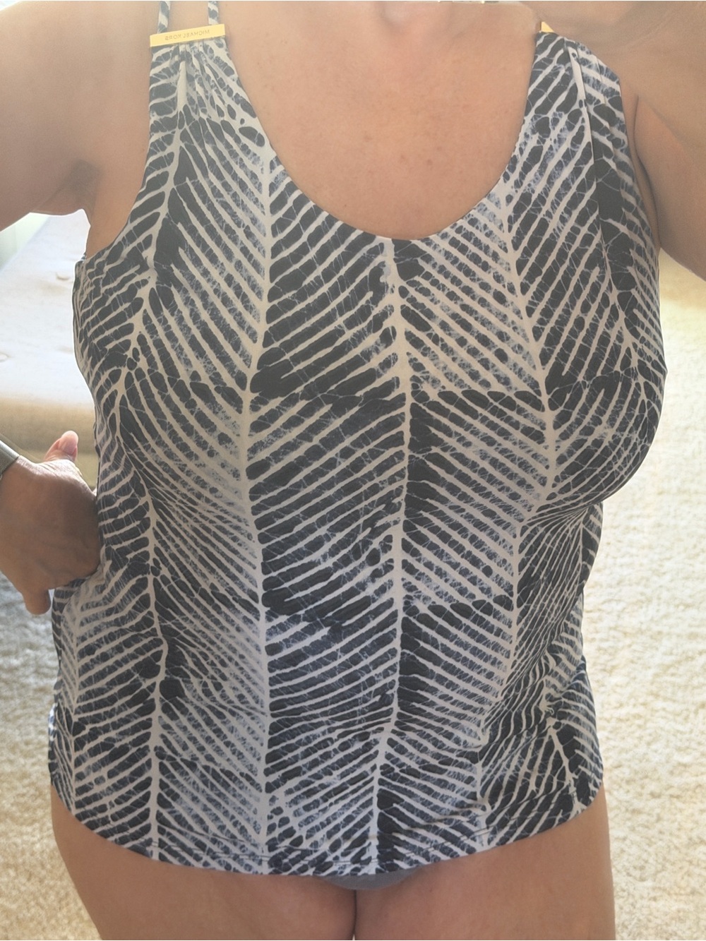 Michael Kors Blue and White Printed Tank Top